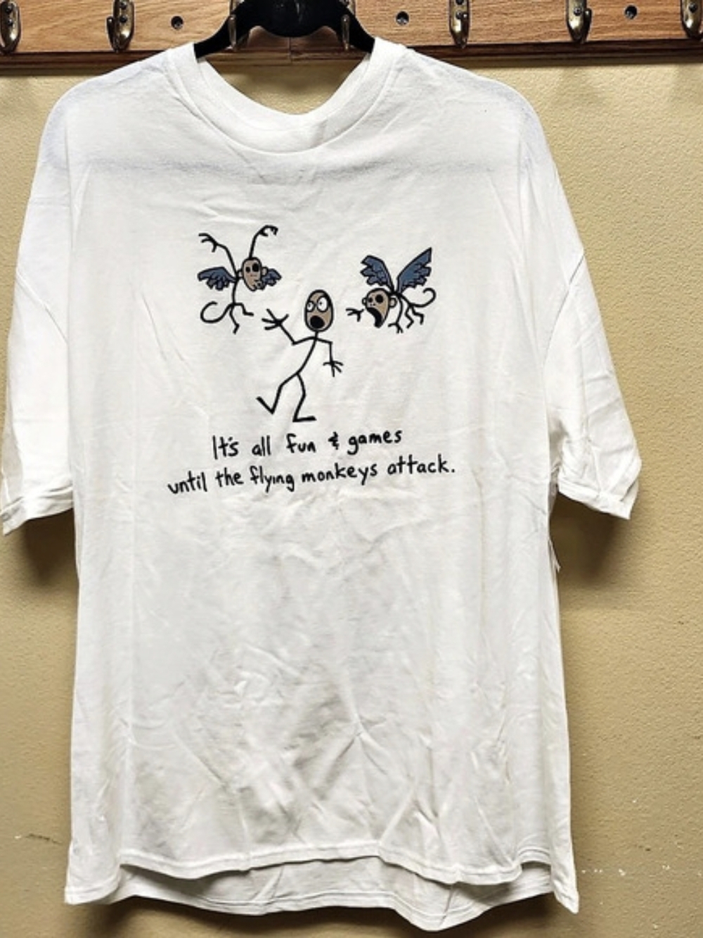 It's All Fun & Games Until The Flying Monkeys Attack T-Shirt in White